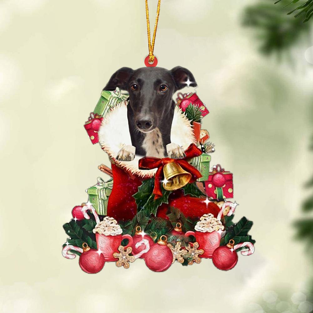 Greyhound-Red Boot Hanging Ornament