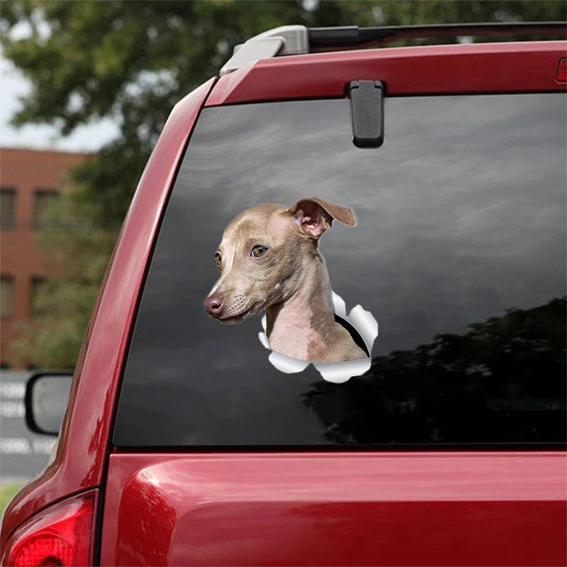 Cute Greyhound Dog 2 CRACK CAR STICKER
