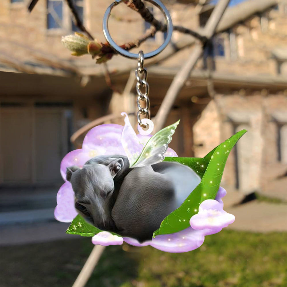 Greyhound-Sleep On Fallen Leaves Flat Acrylic Keychain