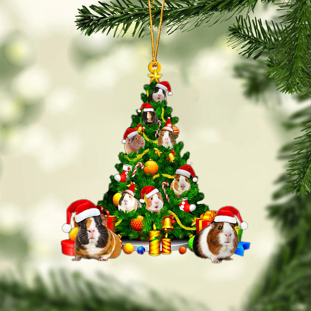 Guinea Pig-Xmas Tree&amp;Dog-Two Sided Ornament