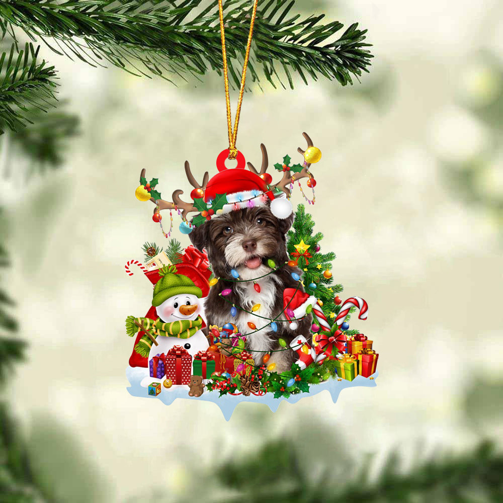 Havanese-Elk &amp; Snowman-Two Sided Ornament