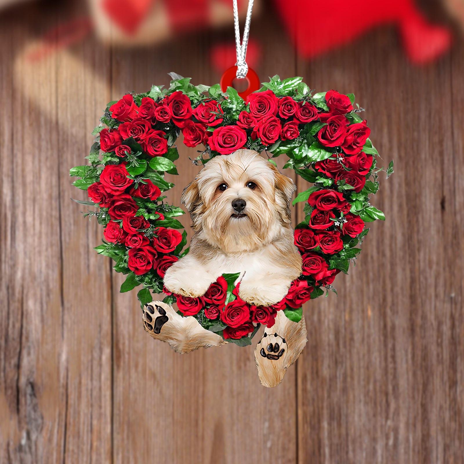Havanese-Heart Wreath Two Sides Ornament