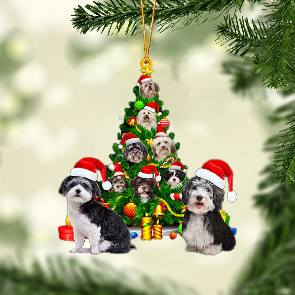 Havanese-Xmas Tree&amp;Dog-Two Sided Ornament
