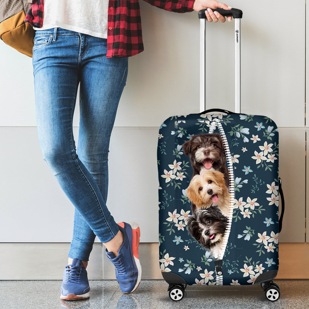 Havanese-Flowers-Luggage covers