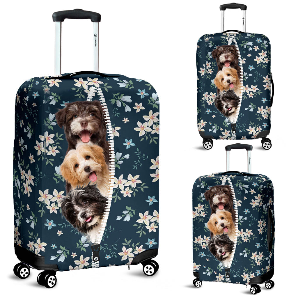 Havanese-Flowers-Luggage covers