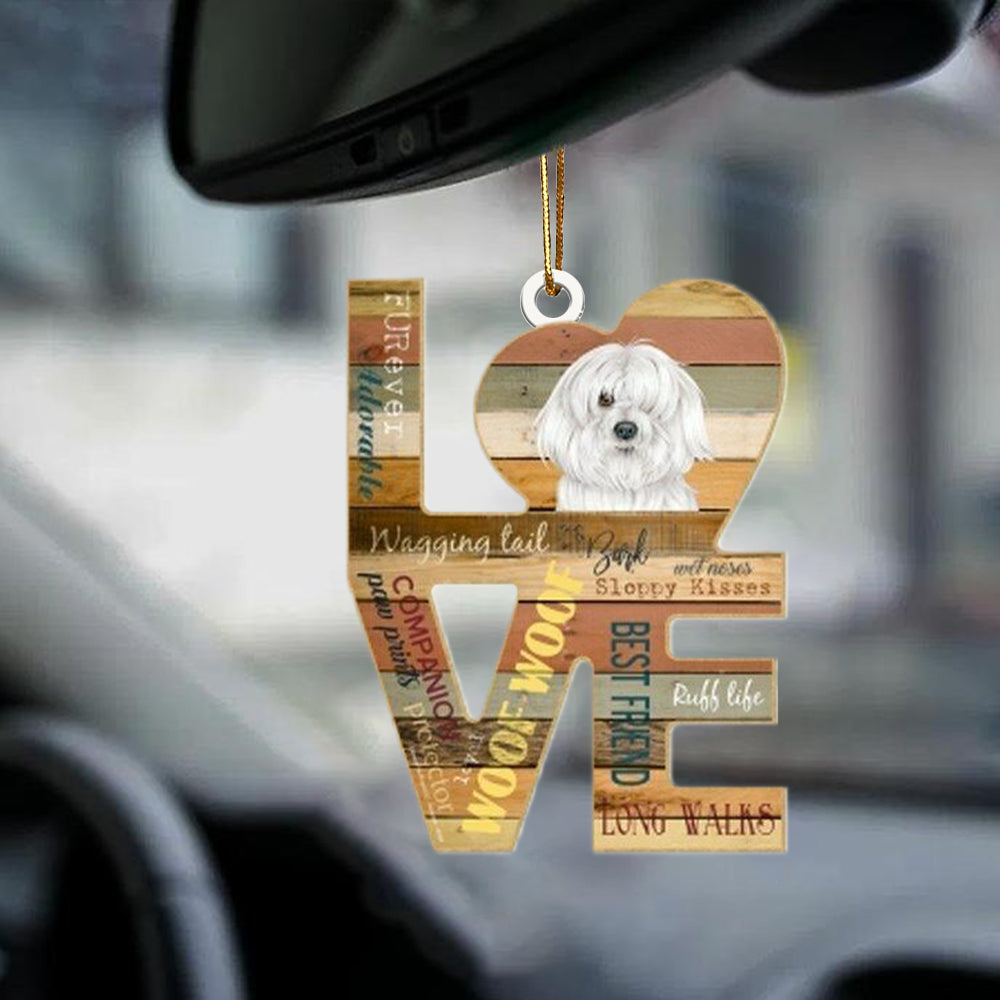 Havanese Love Wood Dog-two sided ornament