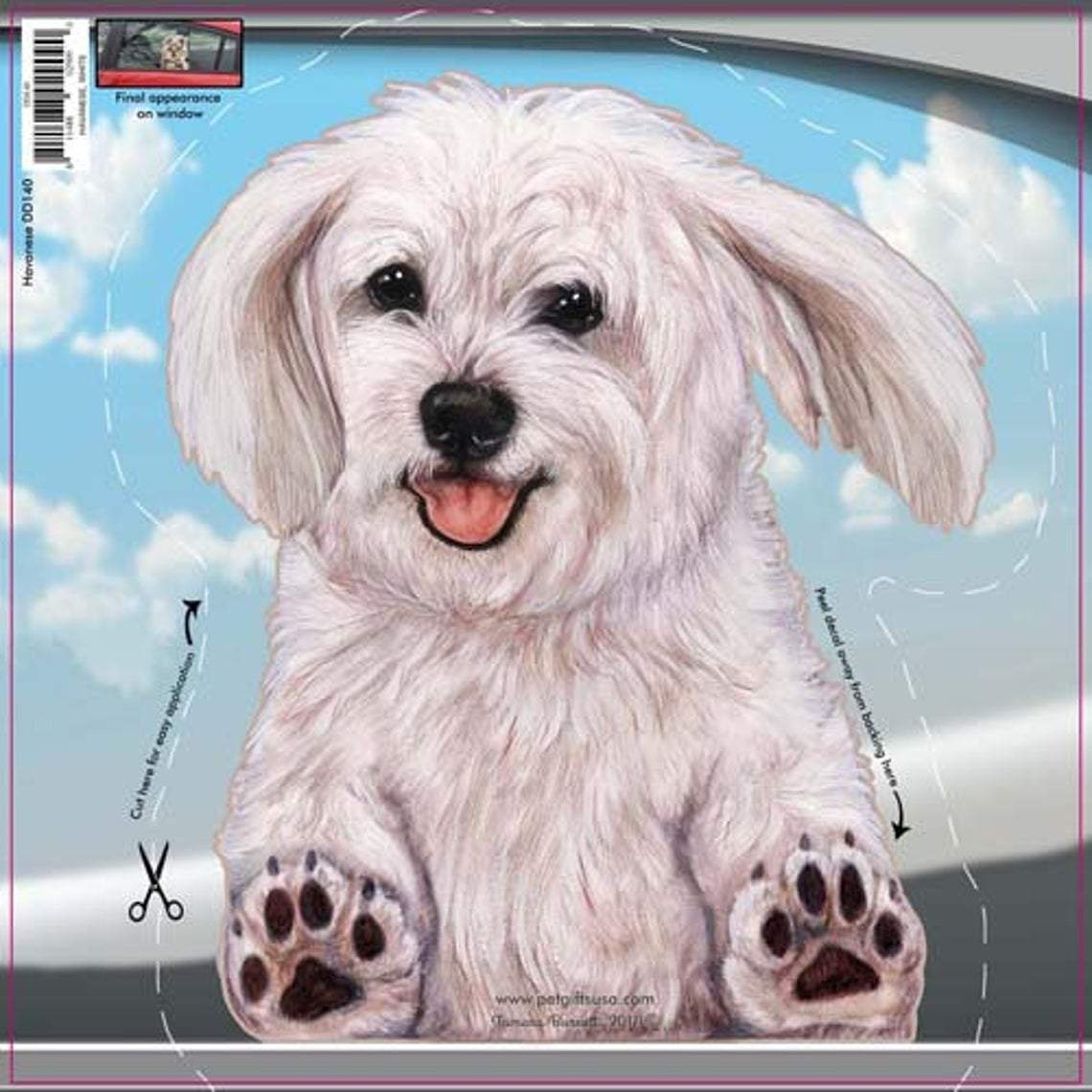 Havanese (White)-On The Move Window Car Sticker