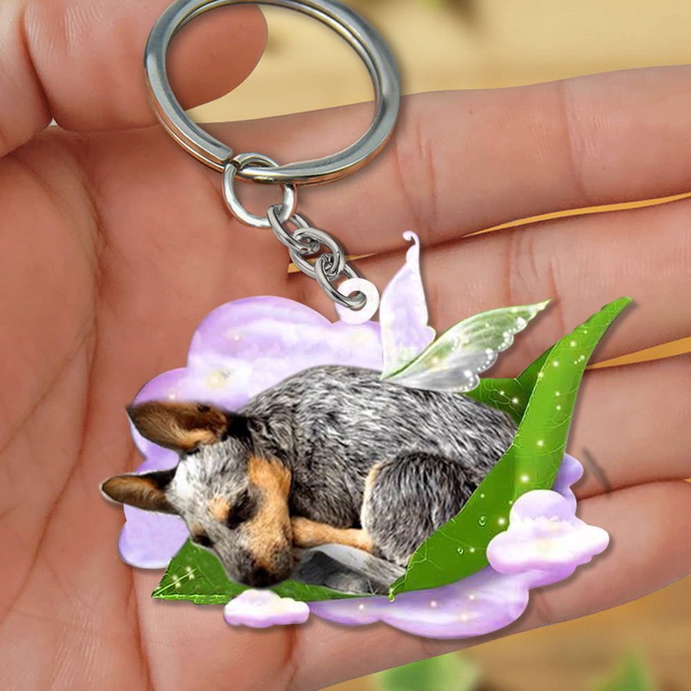 Heeler-Sleep On Fallen Leaves Flat Acrylic Keychain