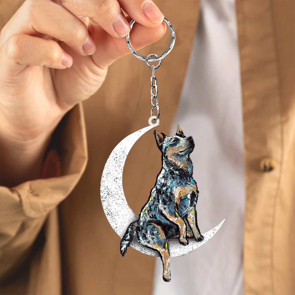 Heeler-Sit On The Moon Keychain