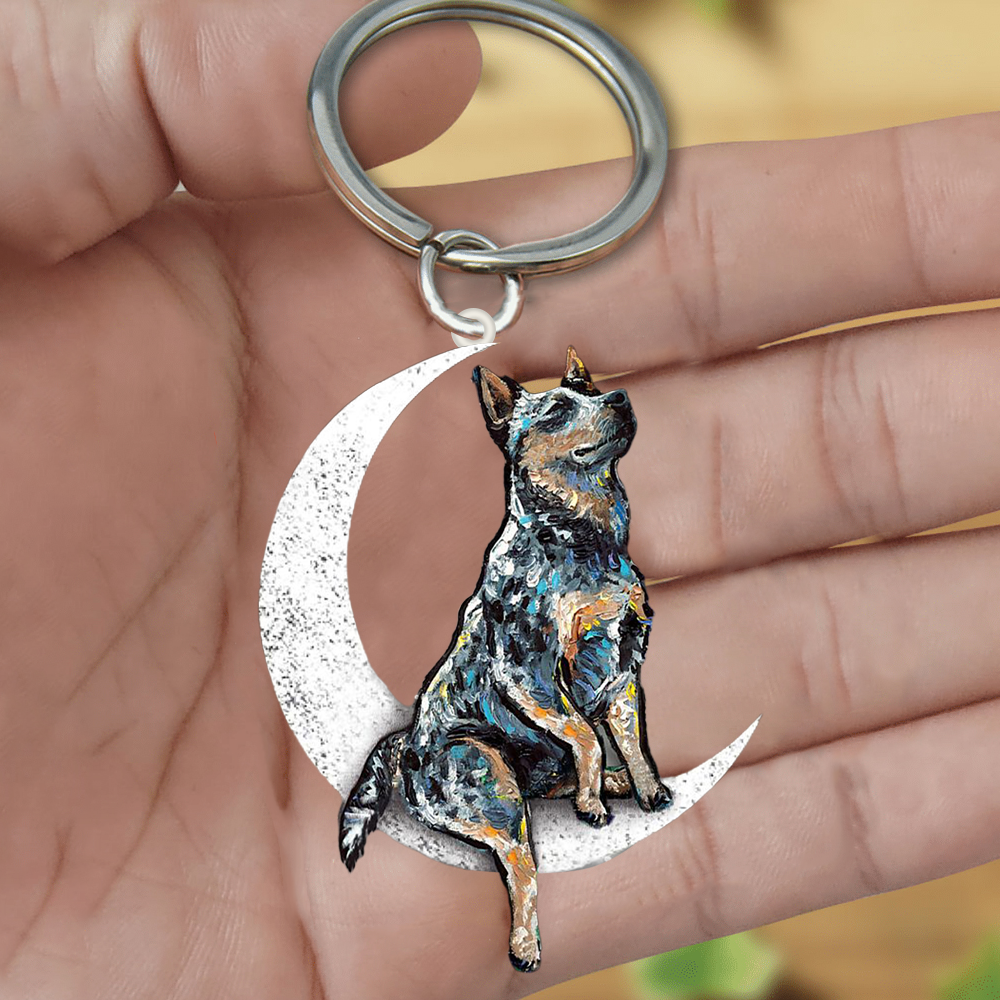 Heeler-Sit On The Moon Keychain
