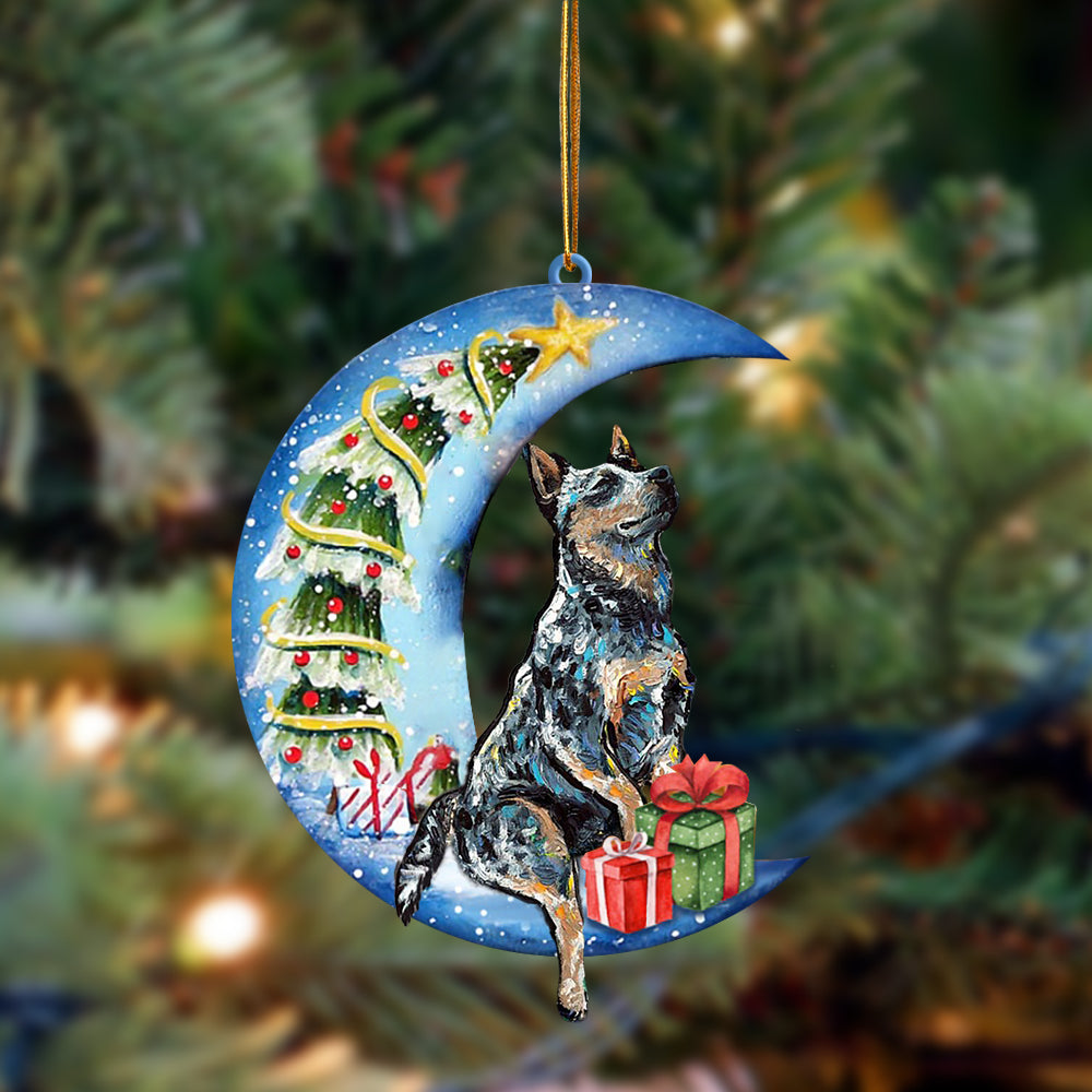 Heeler Sit On The Blue Moon-Two Sided Ornament