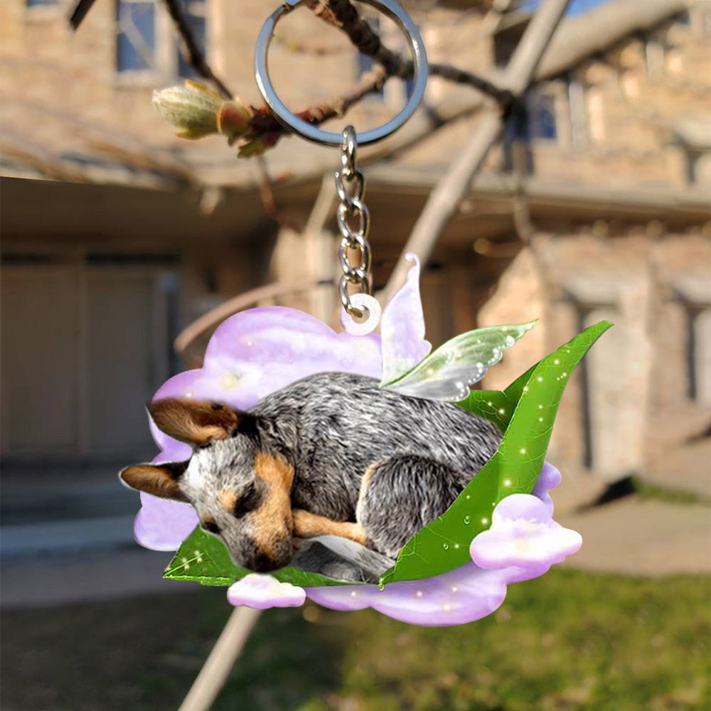 Heeler-Sleep On Fallen Leaves Flat Acrylic Keychain
