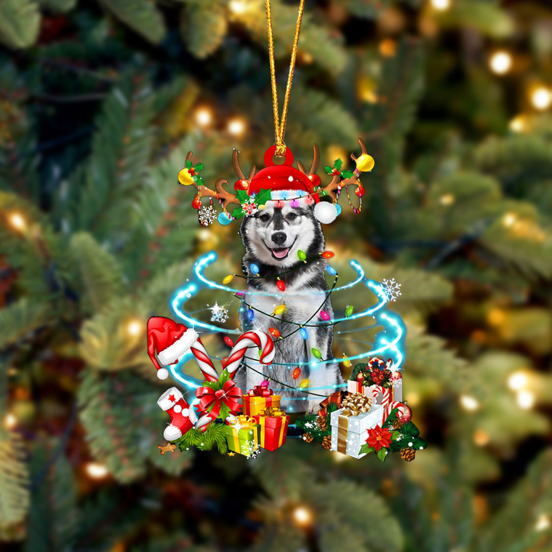Husky-Christmas Candy&amp;Gift-Two Sided Ornament