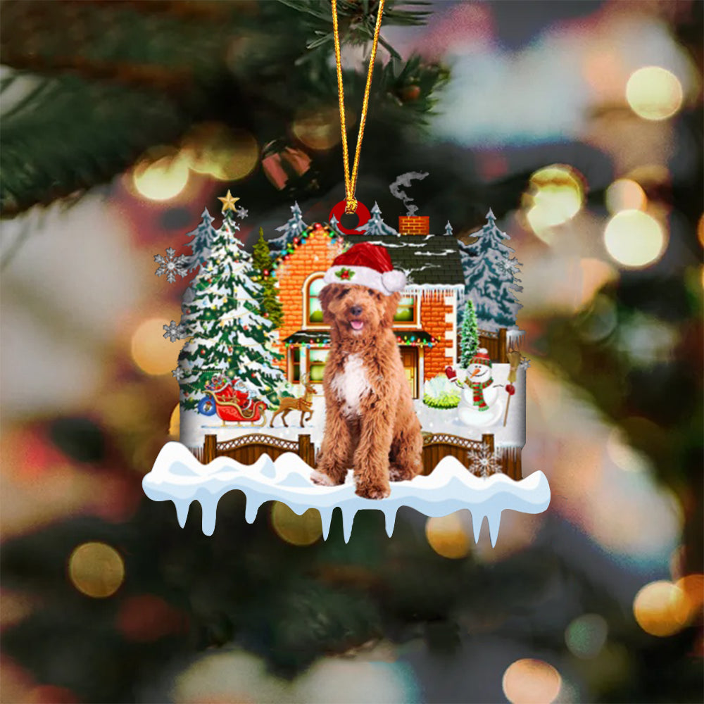 Irish Doodle-Xmas House-Two Sided Ornament