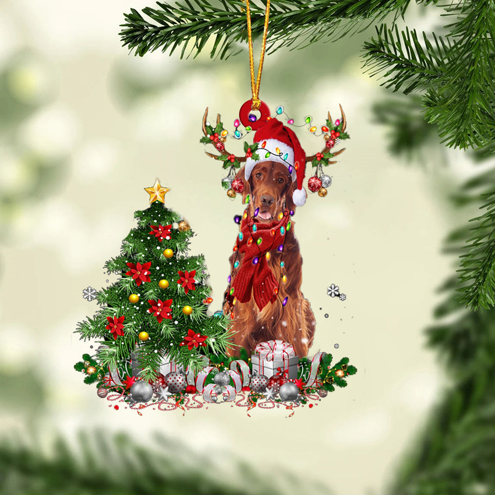 Irish Setter-Reindeer Christmas-Two Sided Ornament