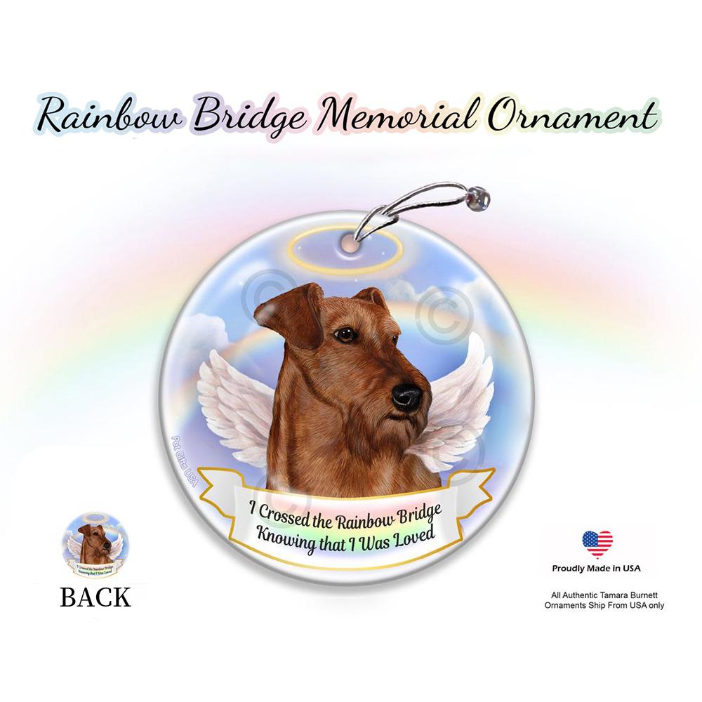 Rainbow Bridge Memorial-Irish Terrier Porcelain Hanging Ornament