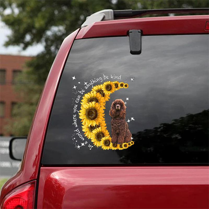 Irish Water Spaniel-Sunflower Be Kind Car Sticker