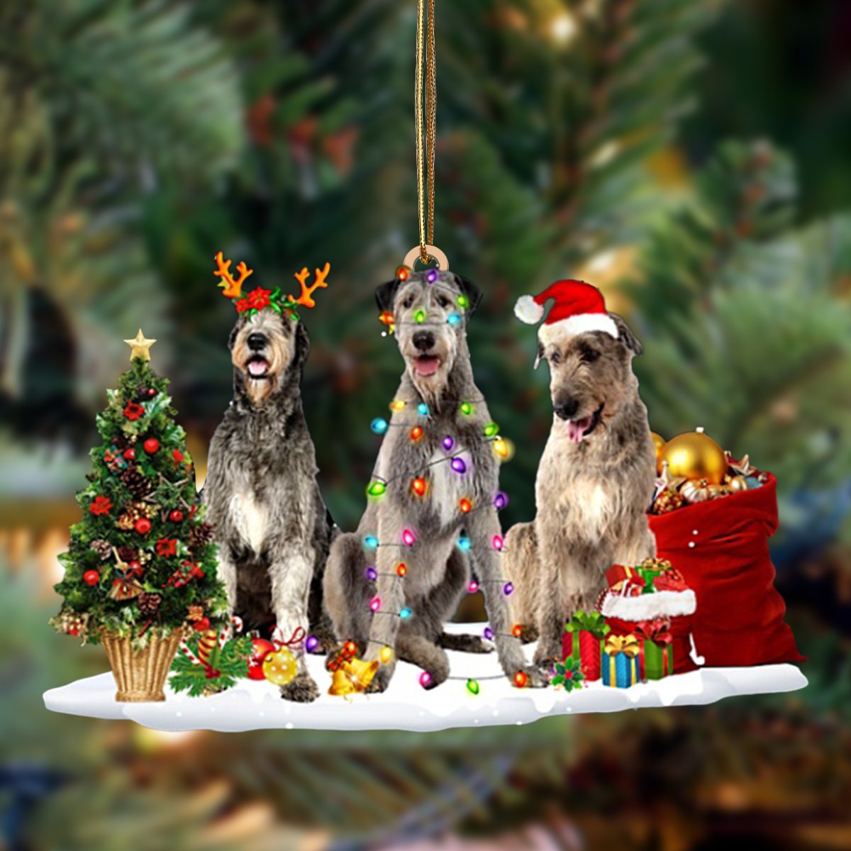 Irish Wolfhound-Christmas Dog Friends Hanging Ornament