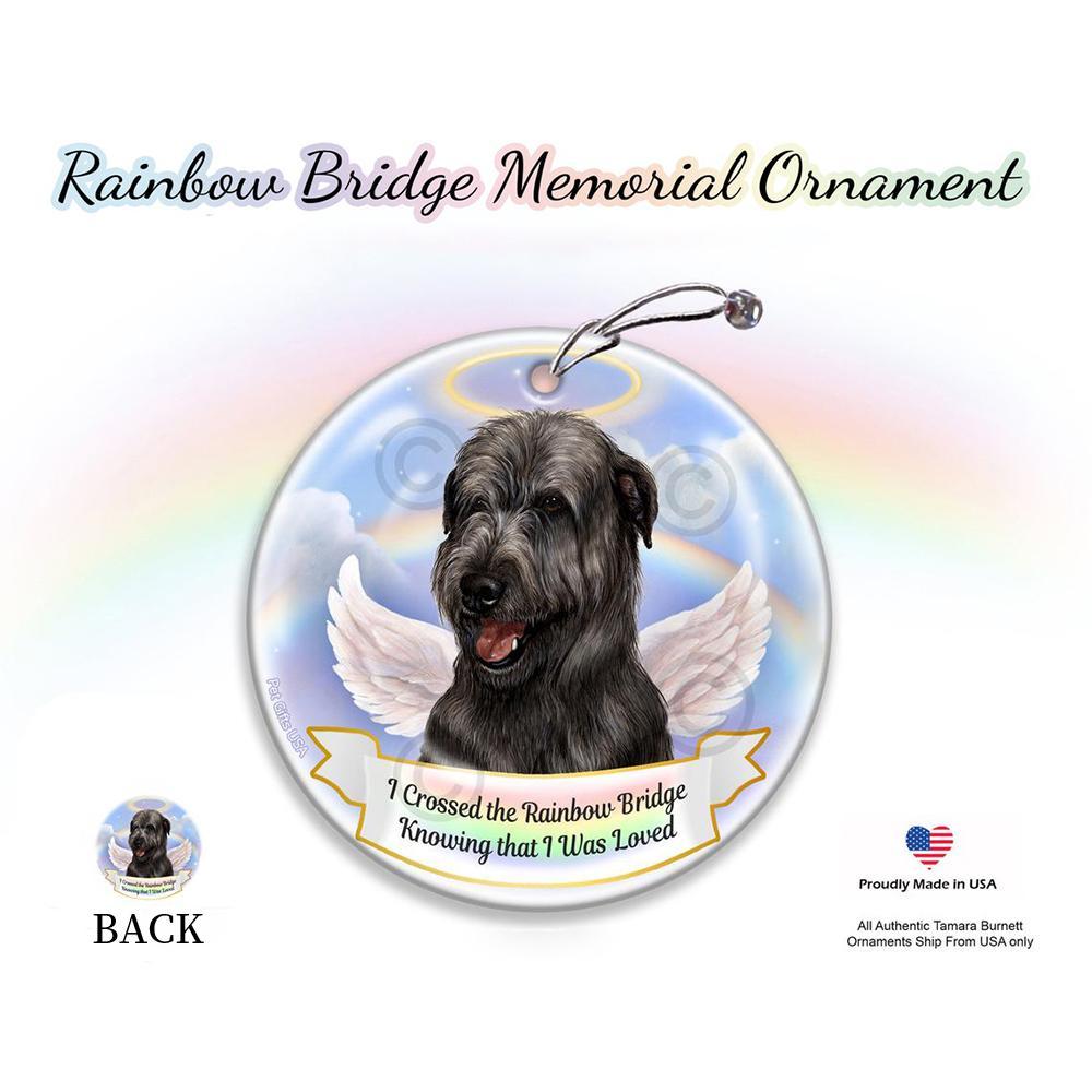 Rainbow Bridge Memorial-Irish Wolfhound Black Porcelain Hanging Ornament