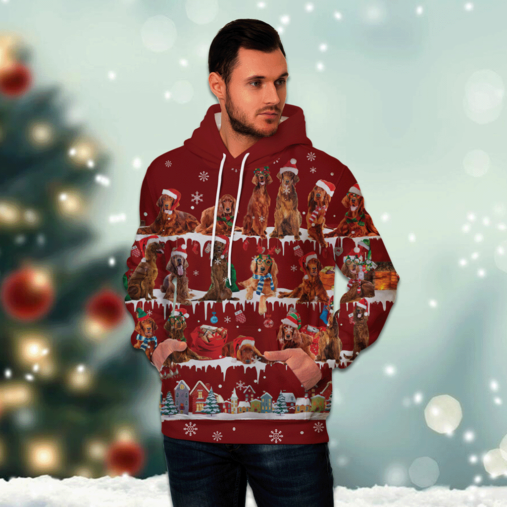 Irish Setter - Snow Christmas - 3D Hoodie