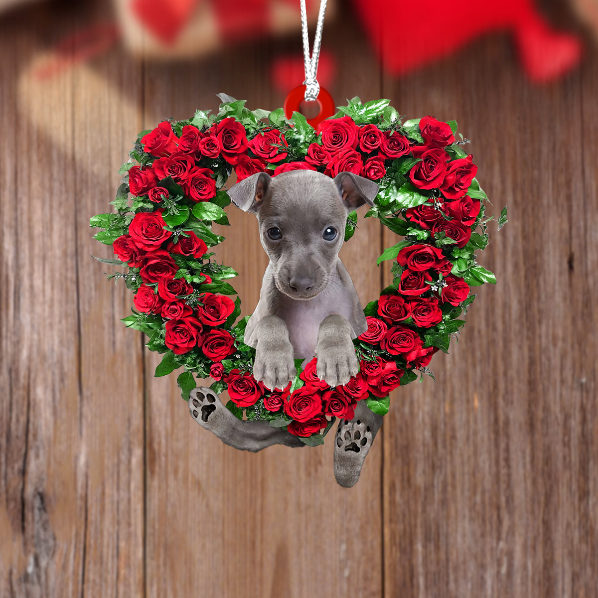 Italian Greyhound-Heart Wreath Two Sides Ornament