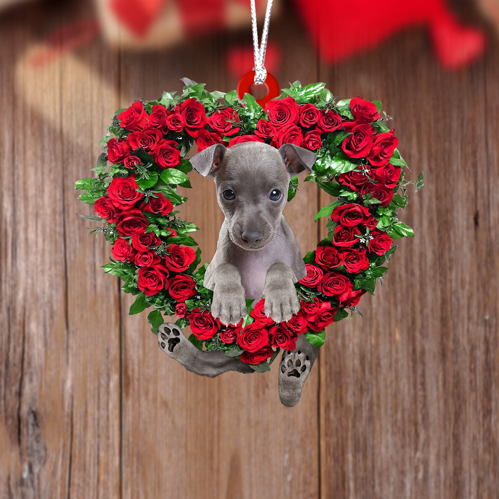 Italian Greyhound-Heart Wreath Two Sides Ornament