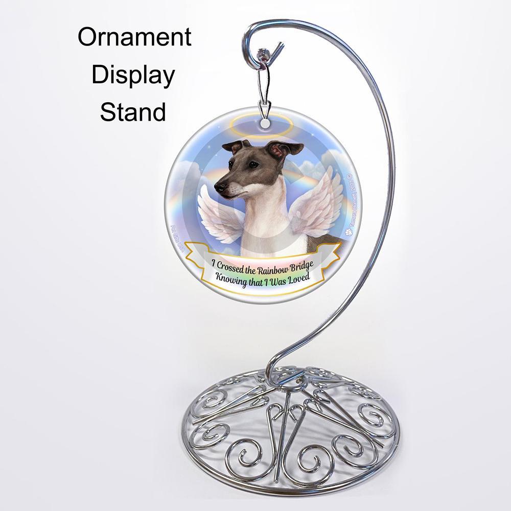 Rainbow Bridge Memorial-Italian Greyhound Blue & White Porcelain Hanging Ornament