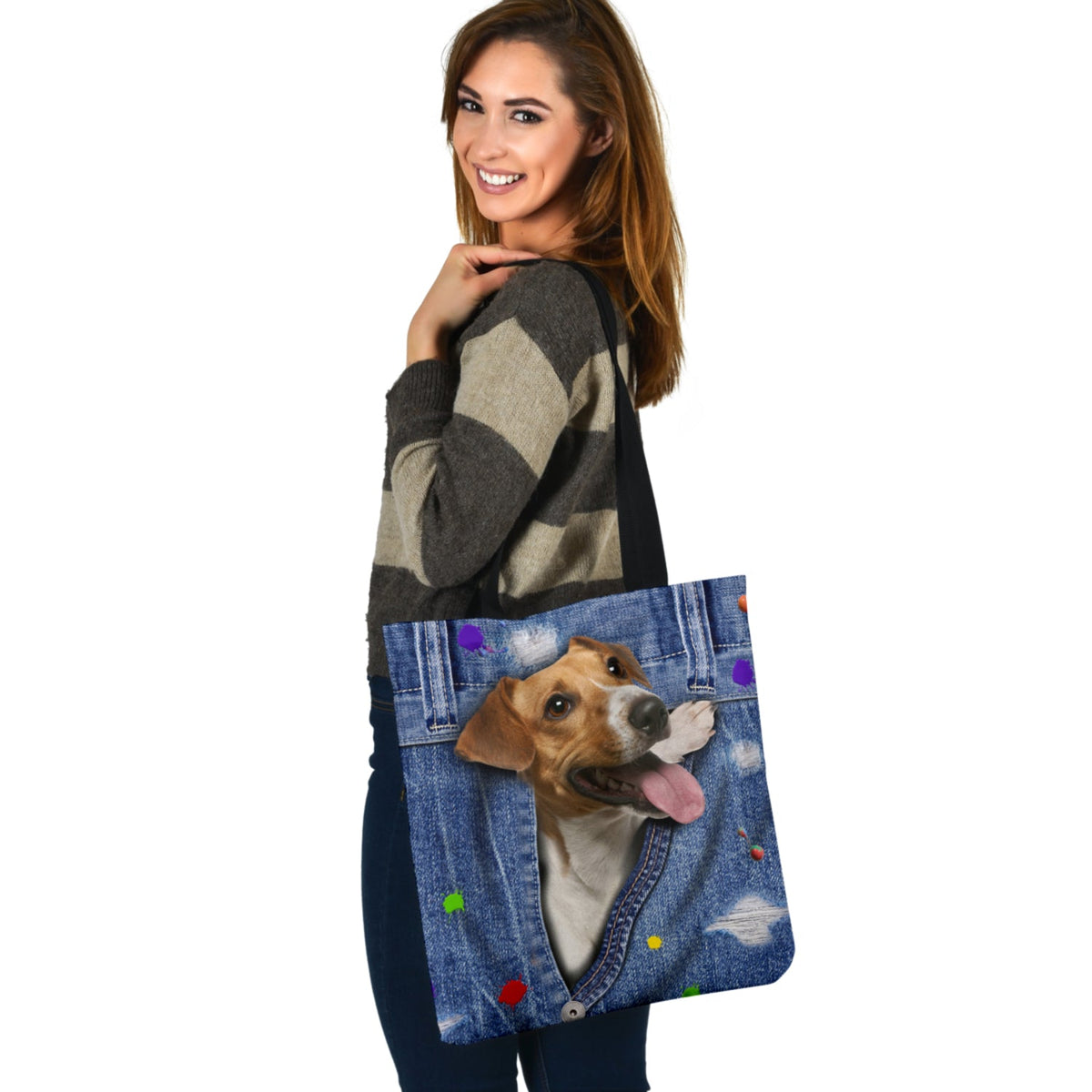 JACK RUSSELL TERRIER-The Rainbow-Cloth Tote Bag