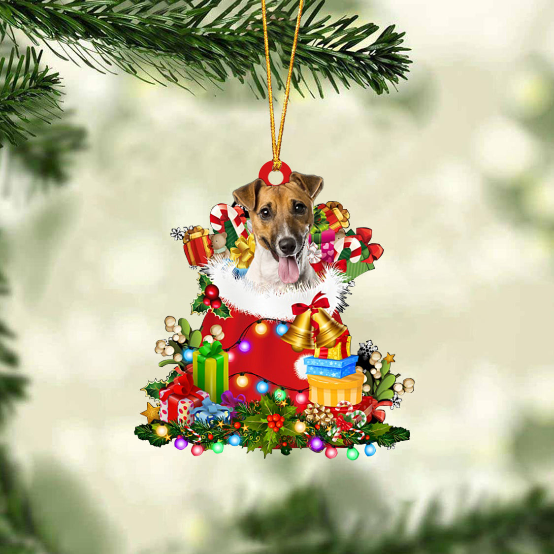 Jack Russell Terrier-Christmas Bag Gift-Two Sided Ornament