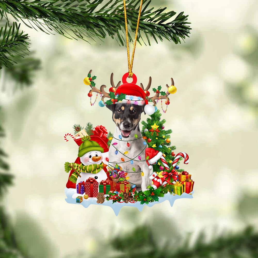 Jack Russell Terrier-Elk &amp; Snowman-Two Sided Ornament