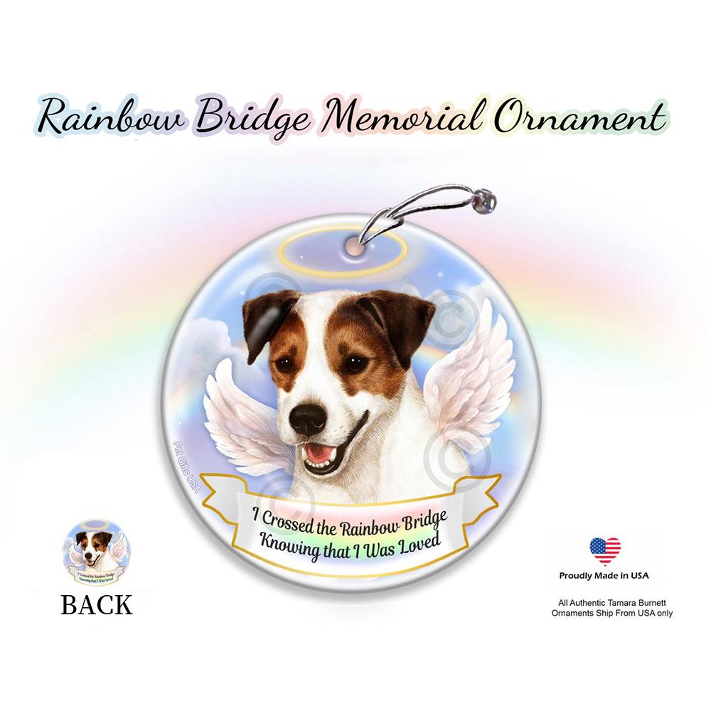 Rainbow Bridge Memorial-Jack Russell Tri Color Porcelain Hanging Ornament