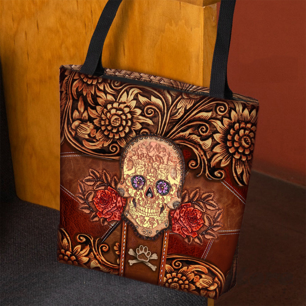 Skull Flower Cloth Tote Bag