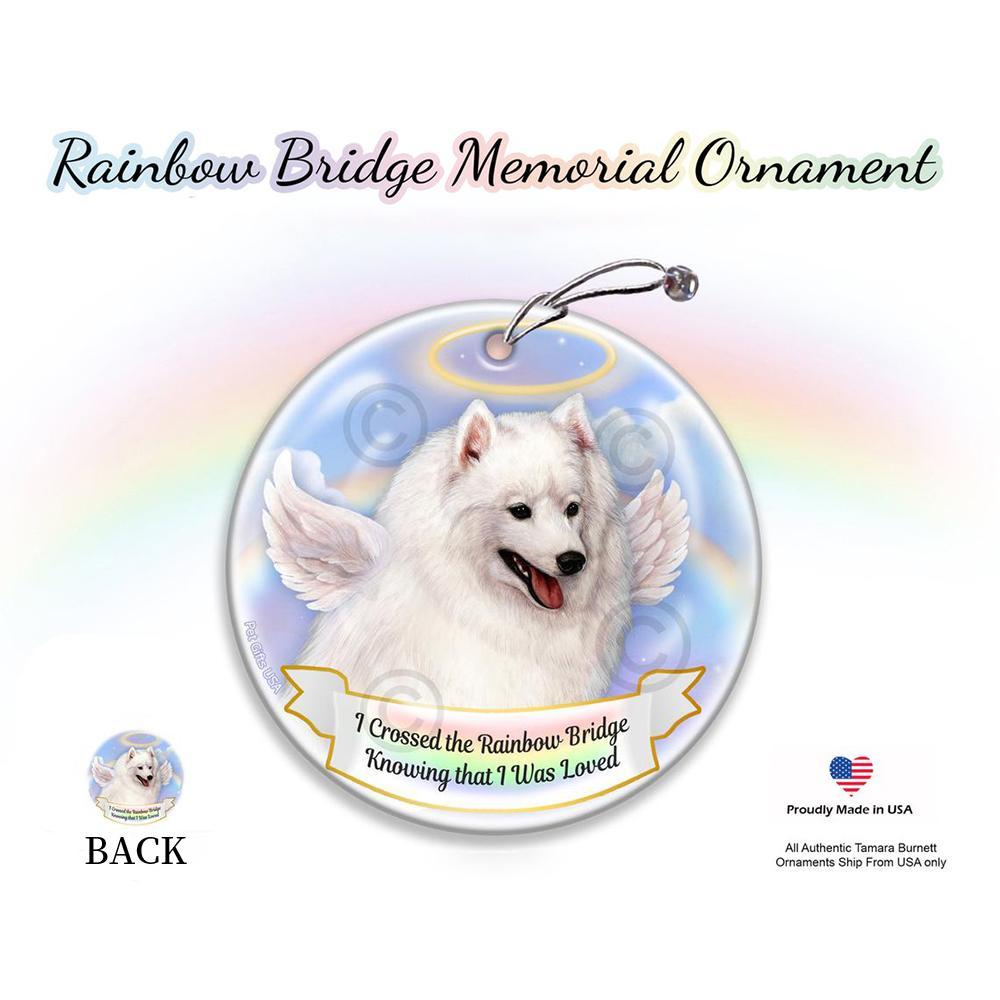 Rainbow Bridge Memorial-Japanese Spitz White Porcelain Hanging Ornament