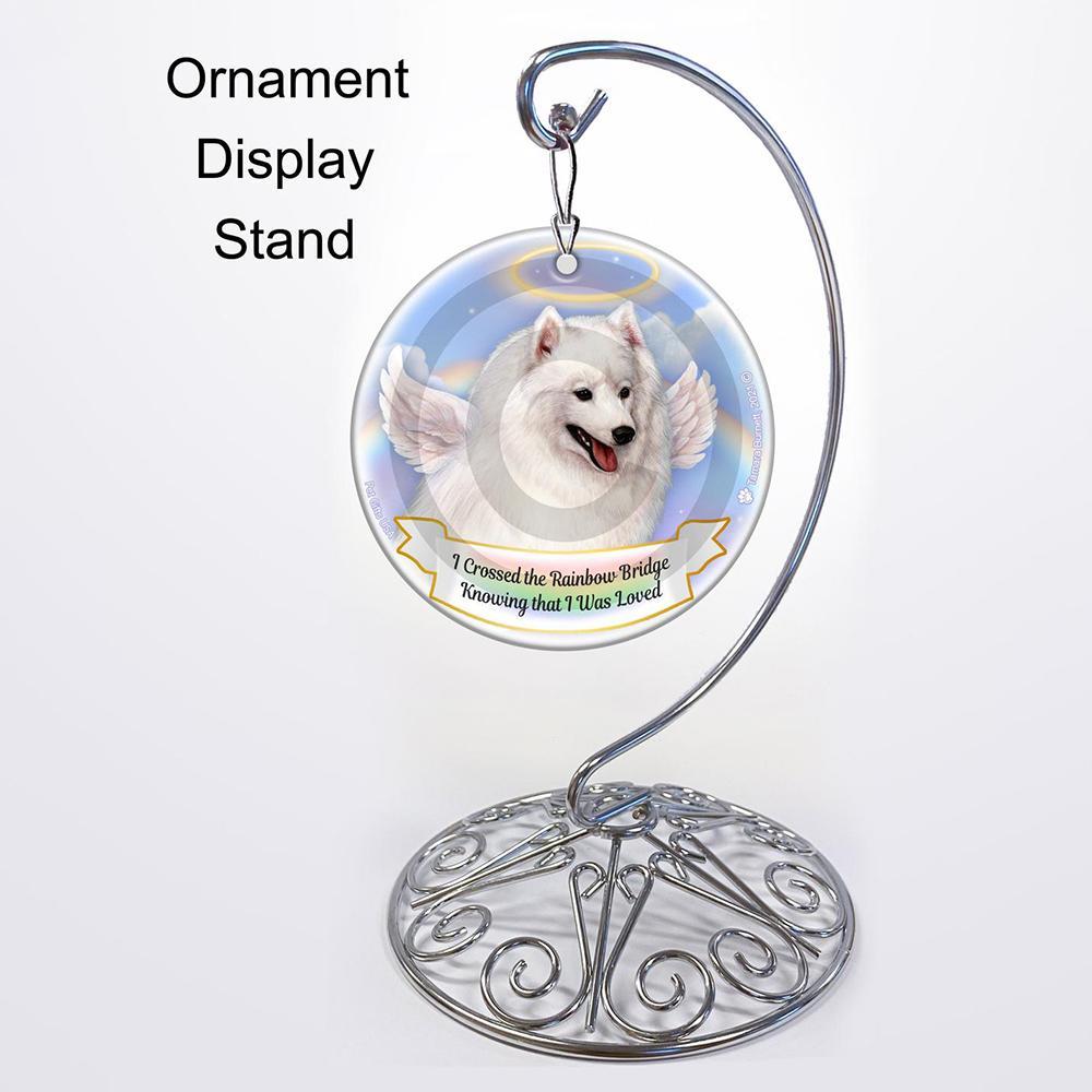 Rainbow Bridge Memorial-Japanese Spitz White Porcelain Hanging Ornament