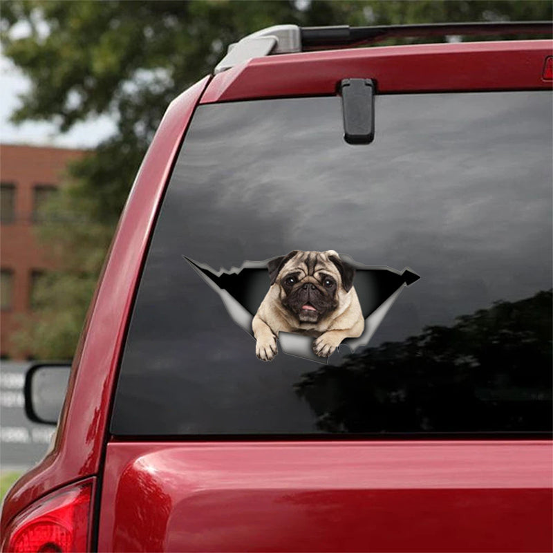 Cute Pug CRACK CAR STICKER