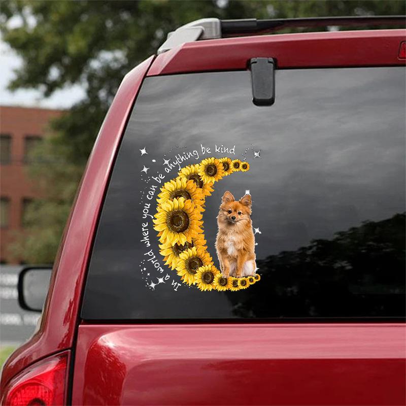 Keeshond-Sunflower Be Kind Car Sticker