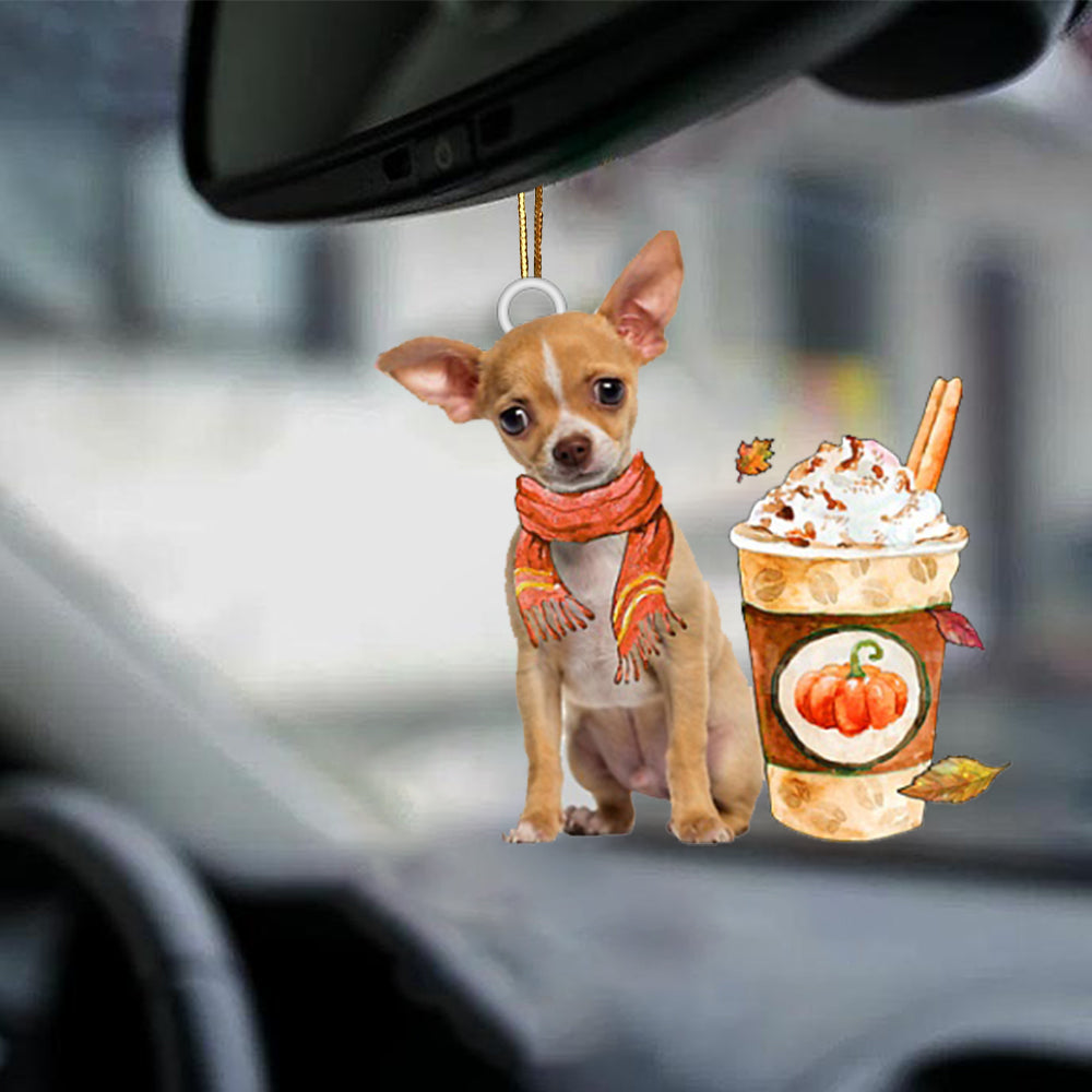 TAN Chihuahua 2-Pumpkin Spice Kinda-Two Sided Ornament