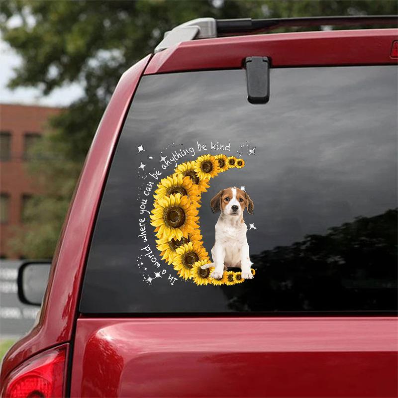Kooikerhondje-Sunflower Be Kind Car Sticker