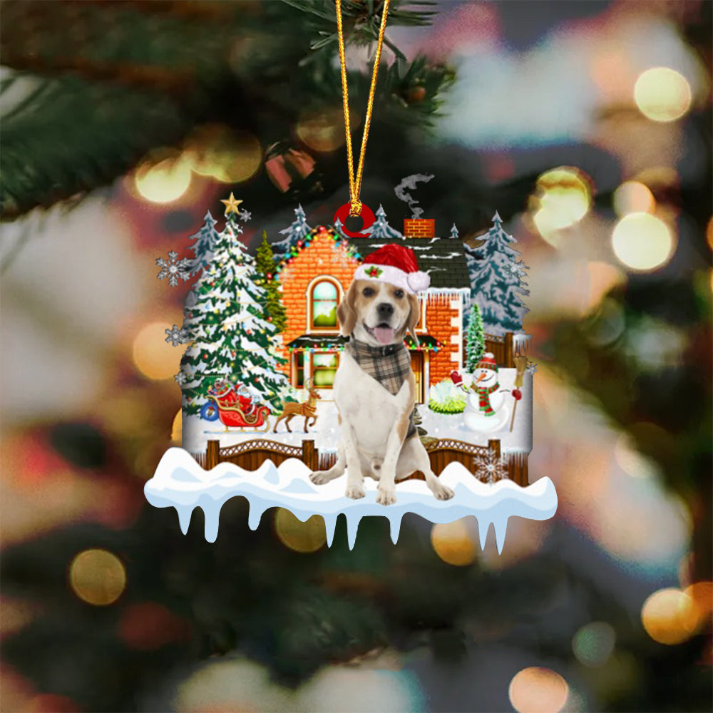 LEMON Beagle-Xmas House-Two Sided Ornament
