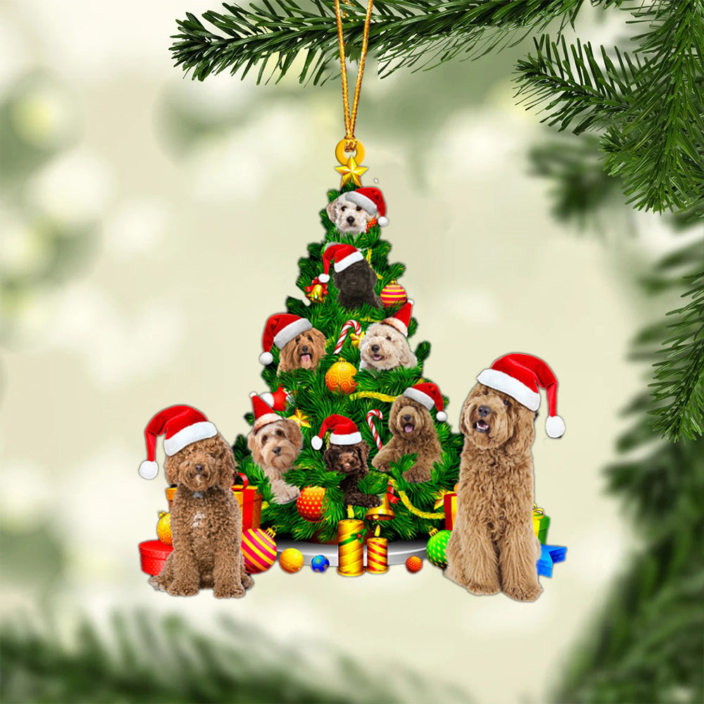 Labradoodle-Xmas Tree&amp;Dog-Two Sided Ornament
