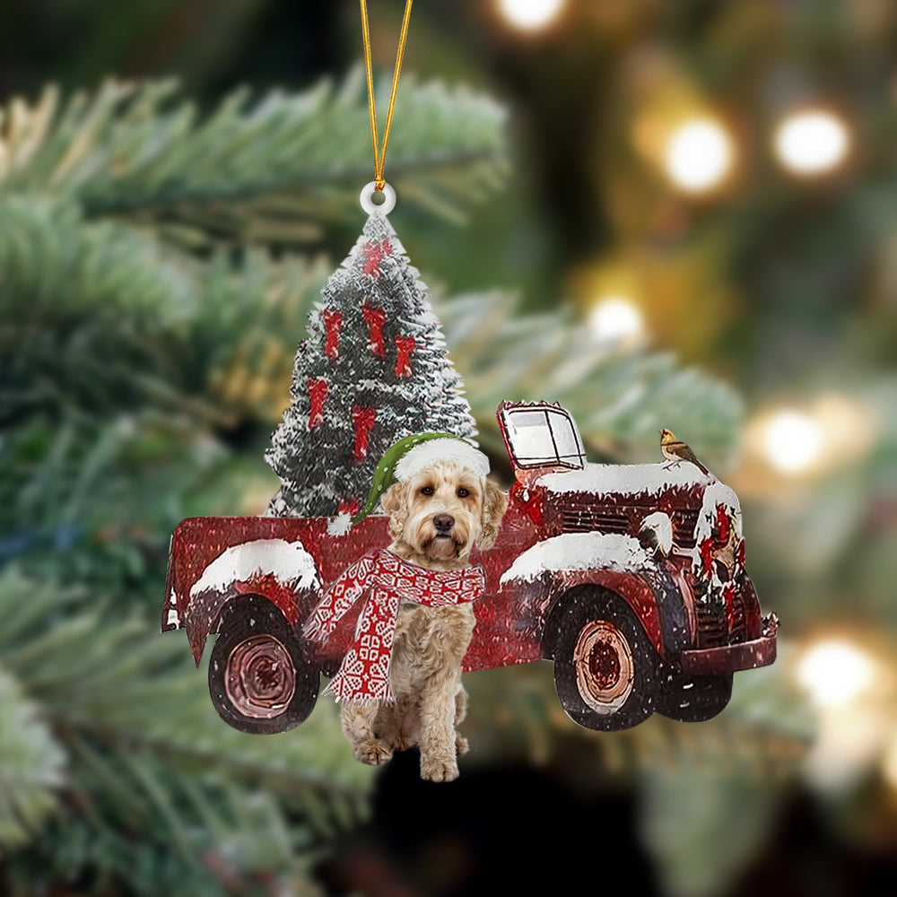 Labradoodle 4-Christmas Truck Two Sided Ornament