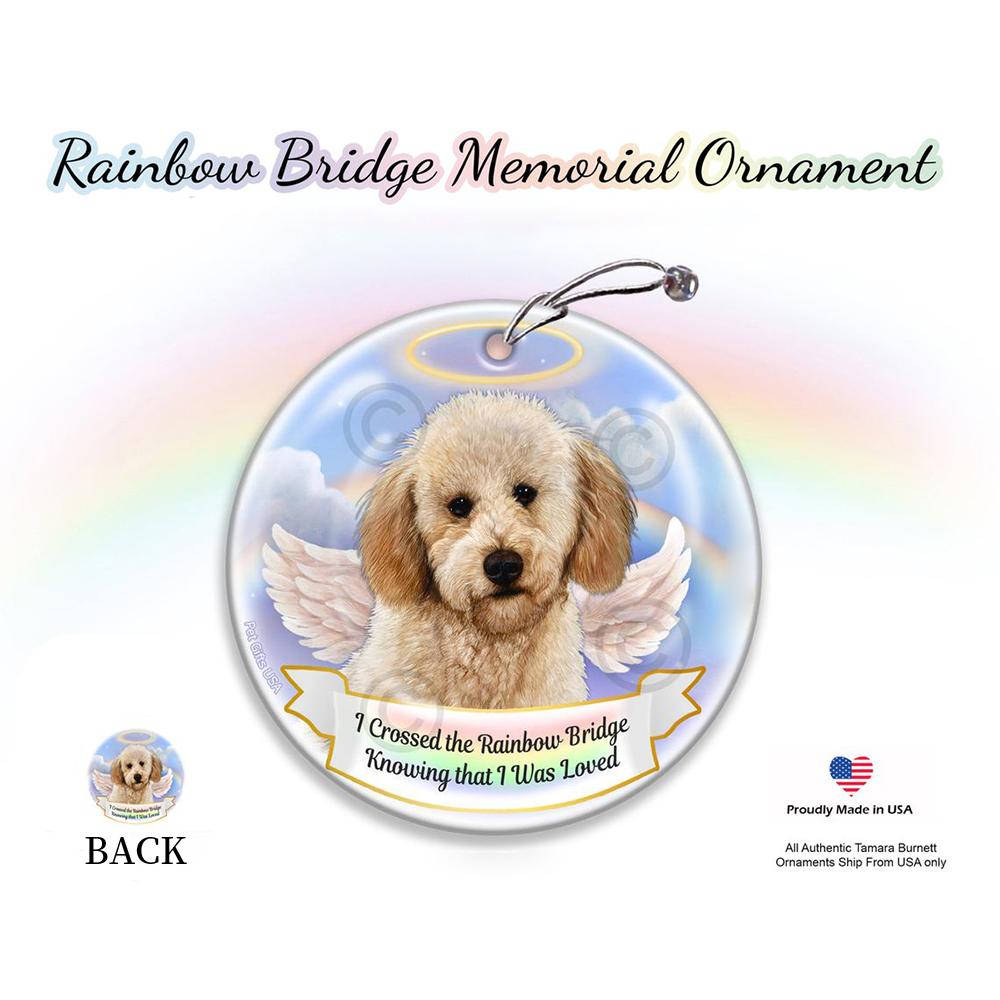 Rainbow Bridge Memorial-Labradoodle Yellow Porcelain Hanging Ornament