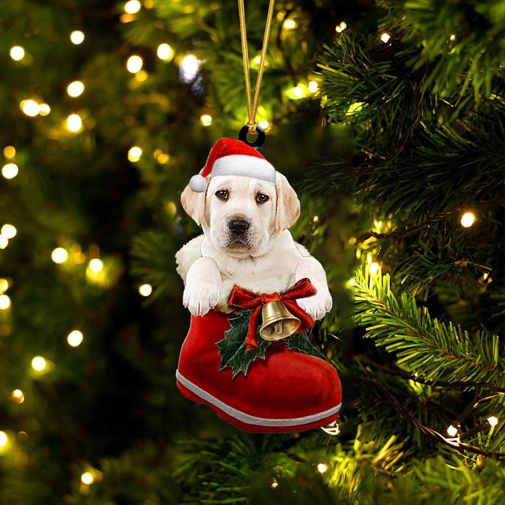 Labradoole (2)-1-In Santa Boot Christmas-Two Sided Ornament