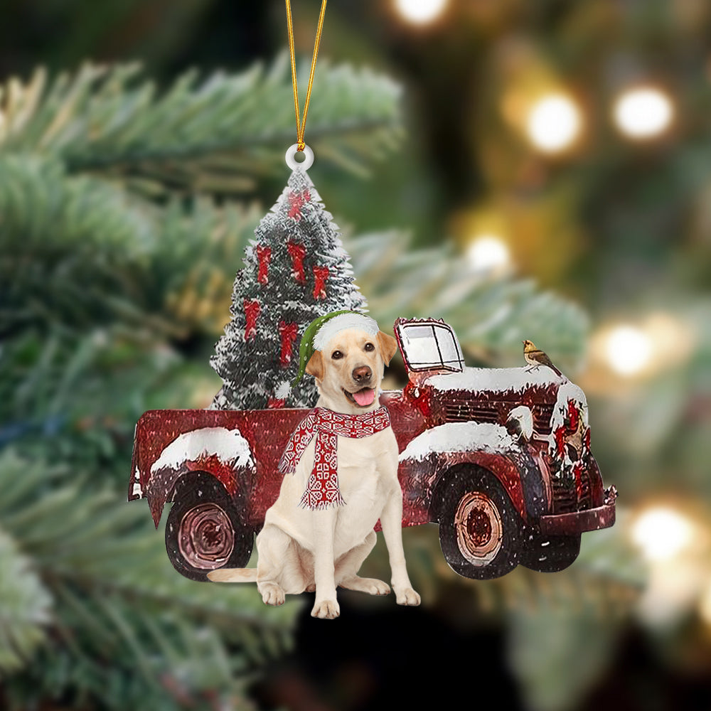 Labrador-Christmas Truck Two Sided Ornament