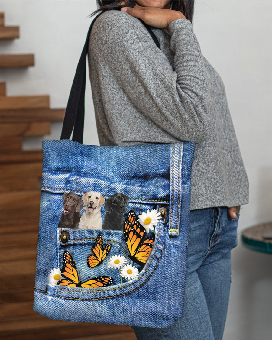 Labrador-retriever-n3-Butterfly Daisies Fait-CLOTH TOTE BAG