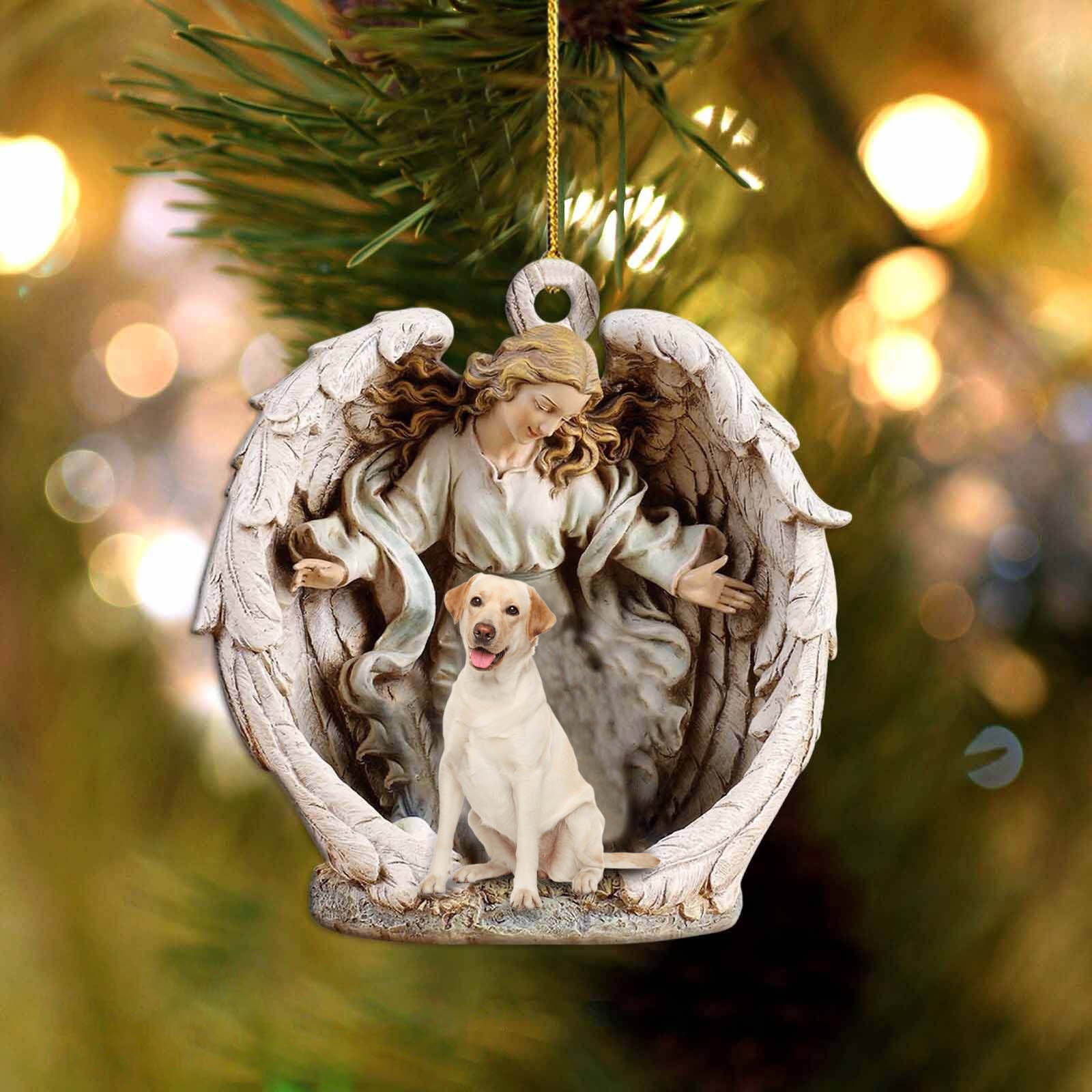 Labrador 1-Angel Hug Winter Love Two Sided Ornament