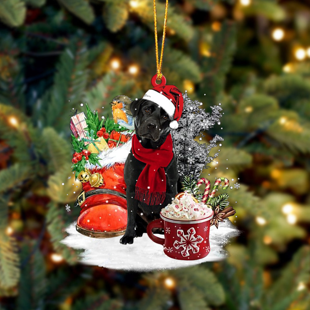 Labrador 1(BLACK)-Winter Cup-Two Sided Ornament