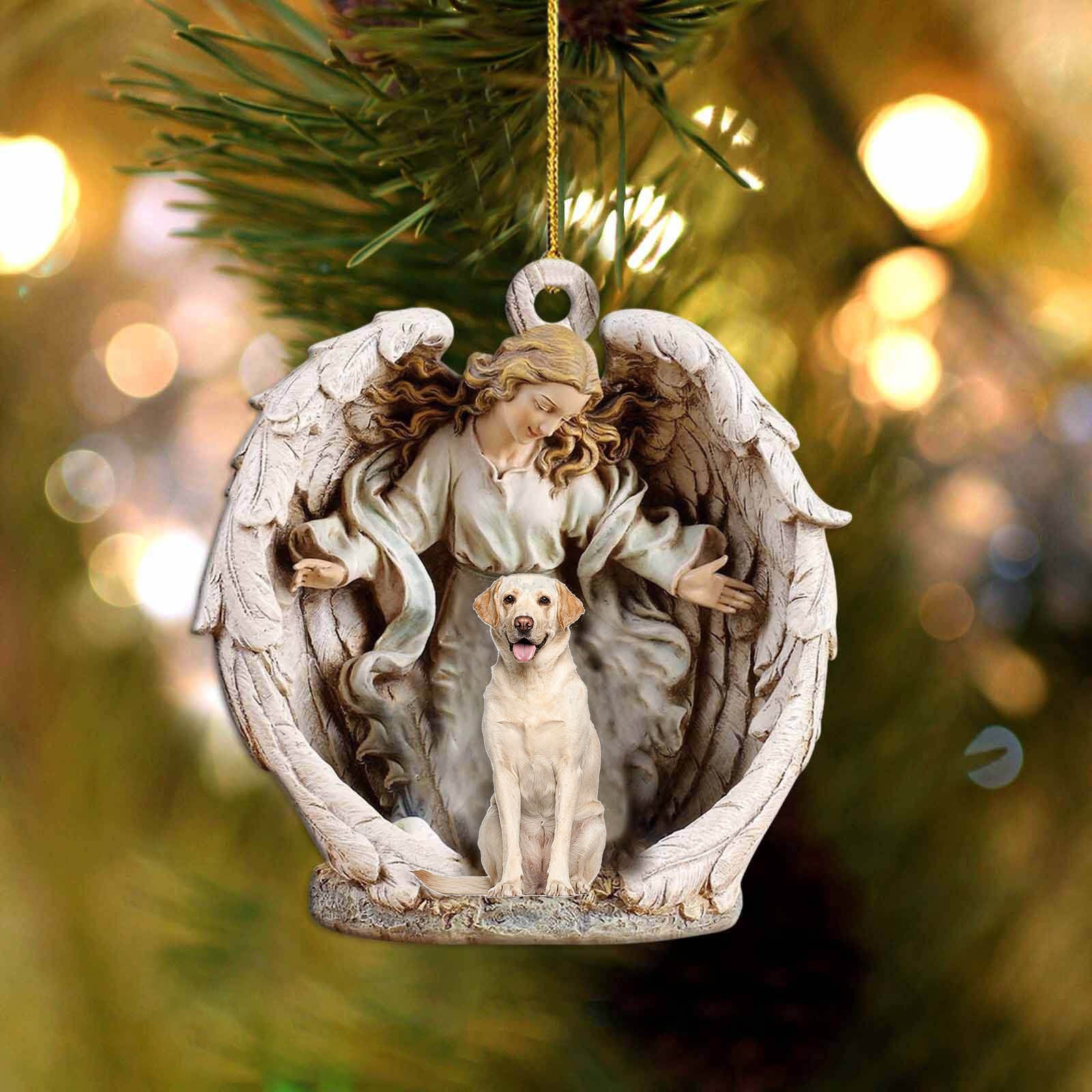 Labrador 2-Angel Hug Winter Love Two Sided Ornament