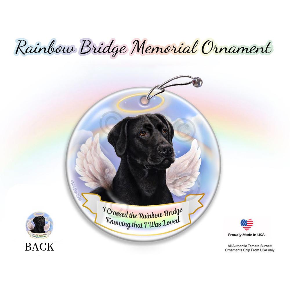Rainbow Bridge Memorial-Labrador Black (American) Porcelain Hanging Ornament