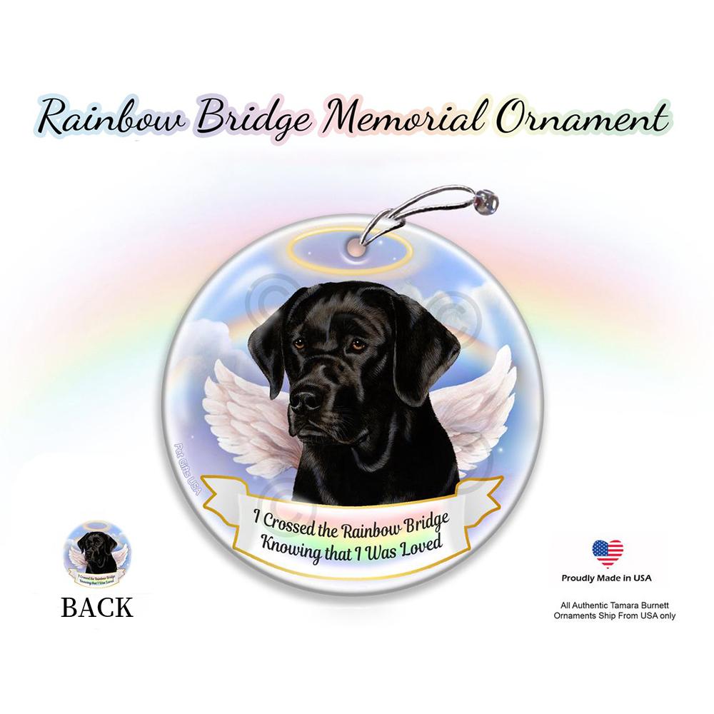 Rainbow Bridge Memorial-Labrador Black (English) Porcelain Hanging Ornament